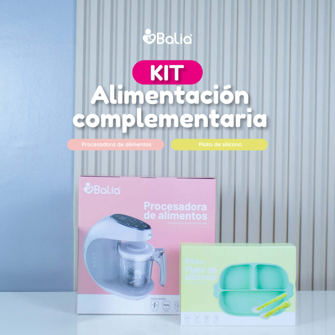 Kit Alimentación complementaria de Balia con procesadora de alimentos y plato de silicona.