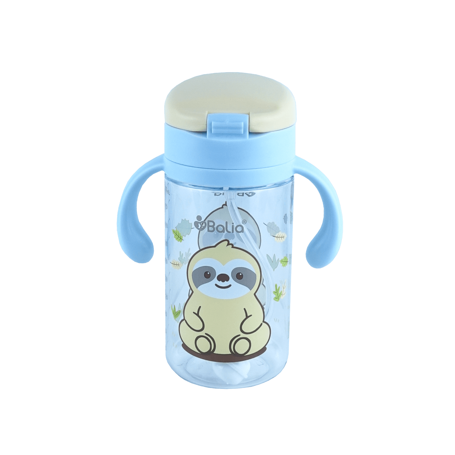 Botella de Tritan™ 5001 antiderrame con bombilla Perezoso de Balia con diseño amigable y tapa hermética.