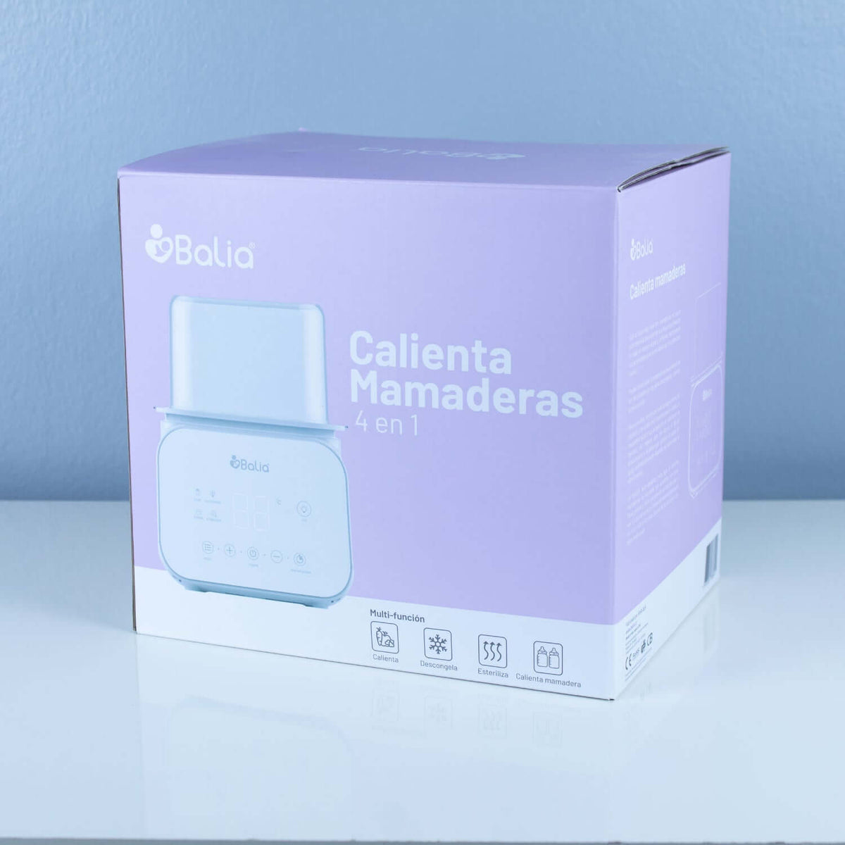 Caja del Calentador de mamaderas 4 en 1 de Balia, ideal para calentar, esterilizar y descongelar.