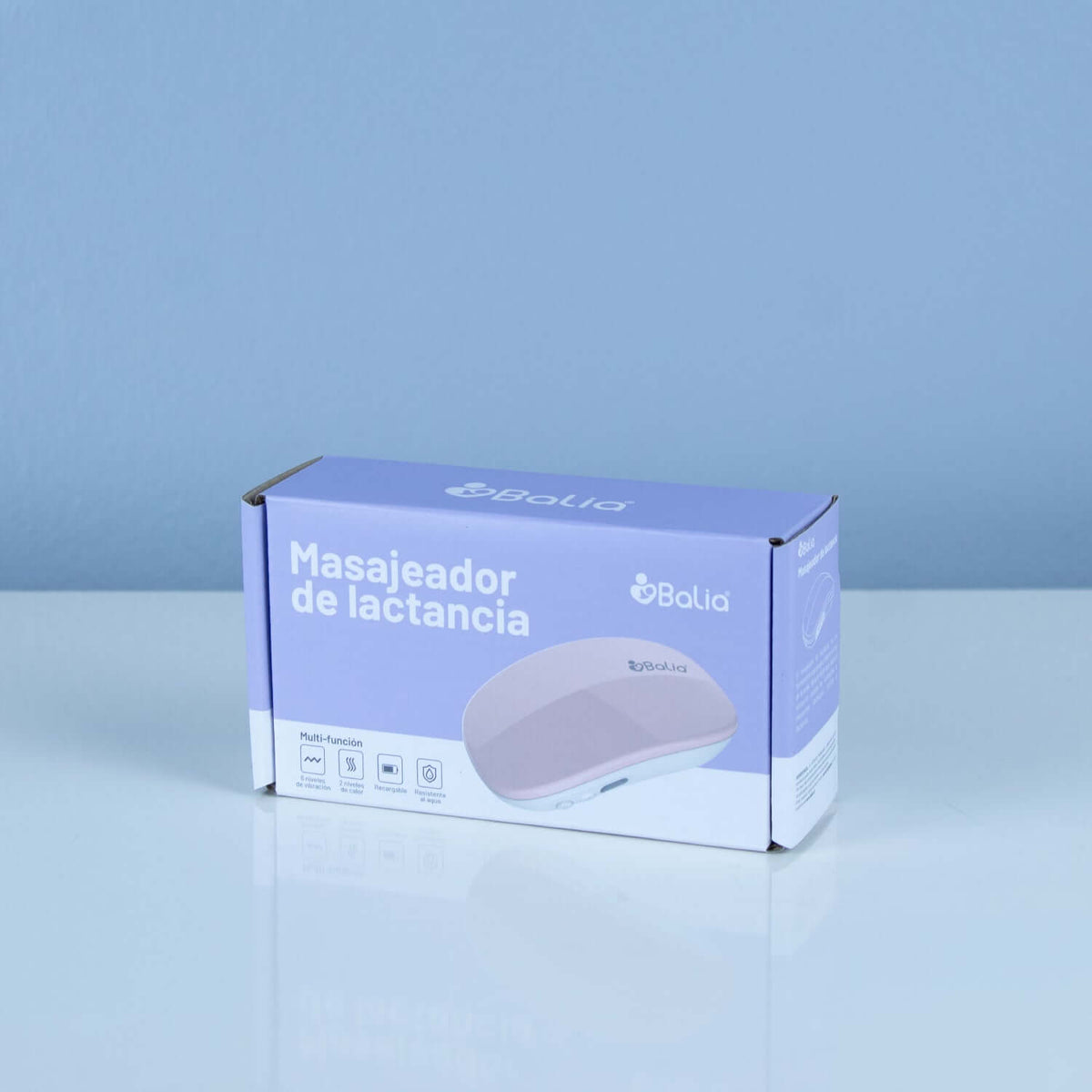 Caja del Masajeador de lactancia Balia para aliviar congestión mamaria.