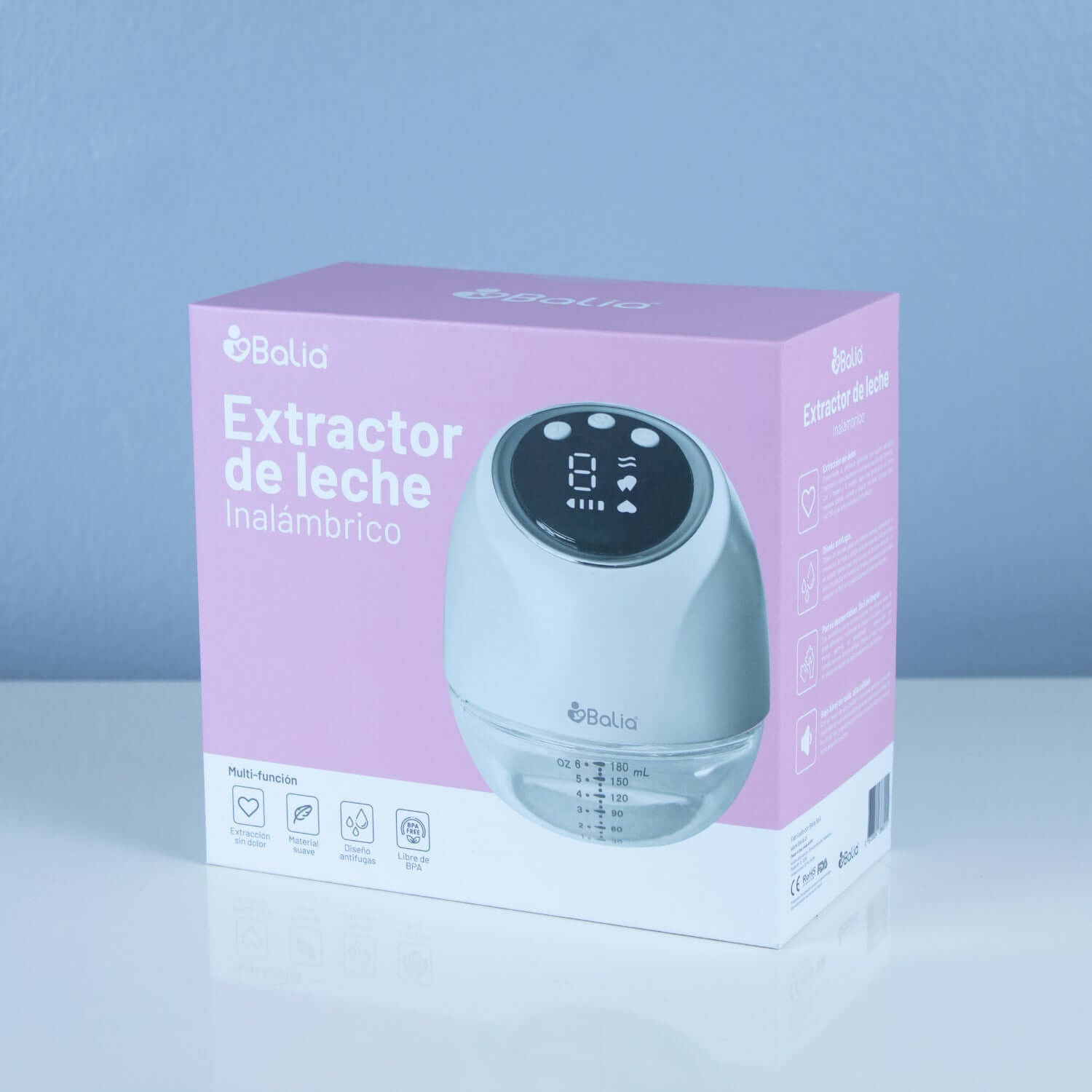 Kit Lactancia 2 de Balia: Extractor de leche inalámbrico en caja con pantalla digital.