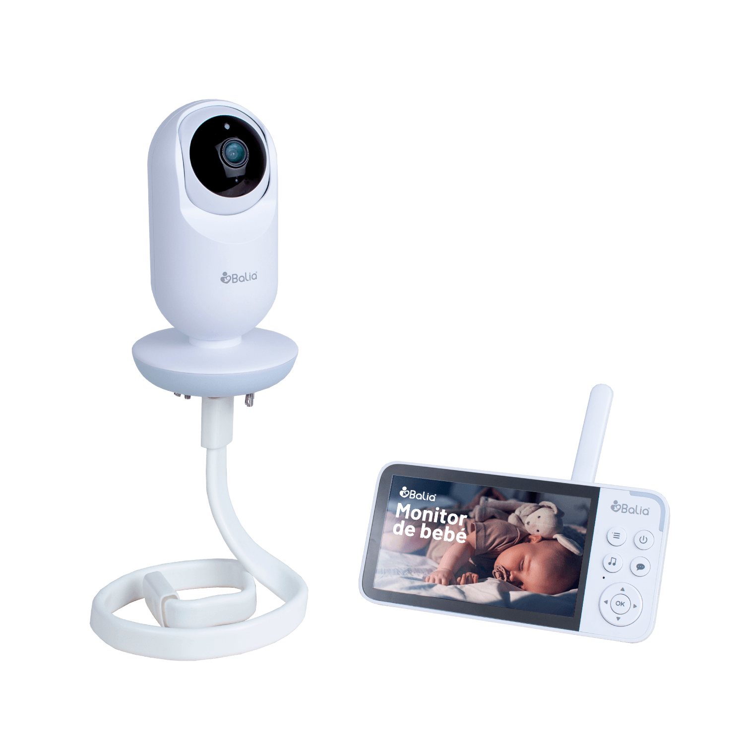 Monitor de bebé con cámara Balia: cámara con visión nocturna y monitor para bebés.