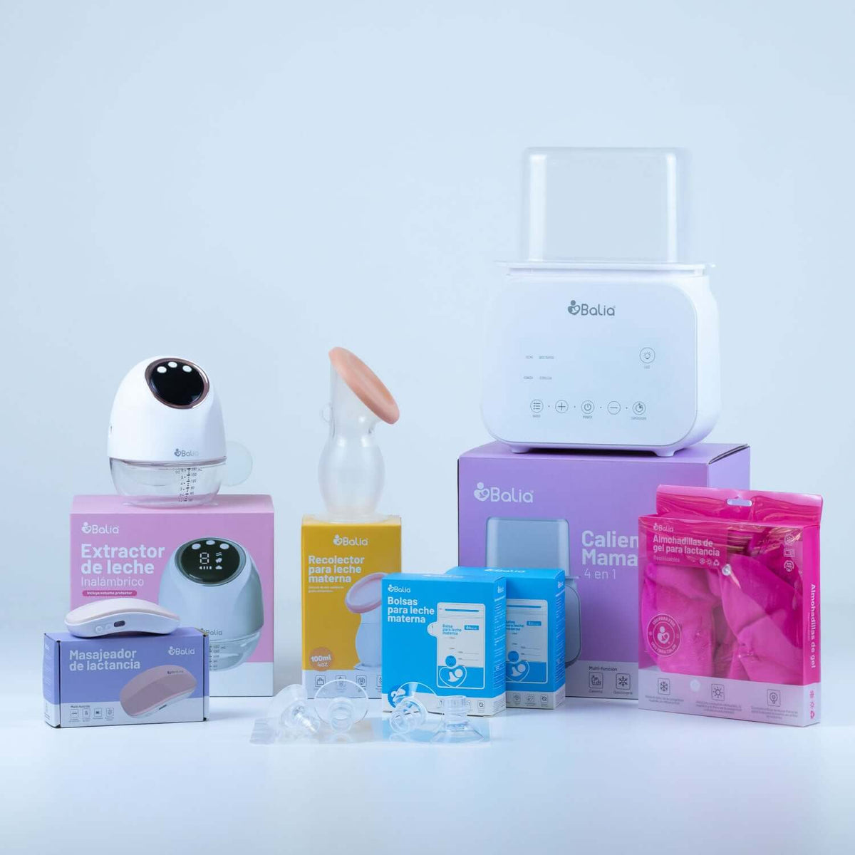 Kit Banco de Leche de Balia, incluye extractor, calienta mamaderas y accesorios para lactancia.