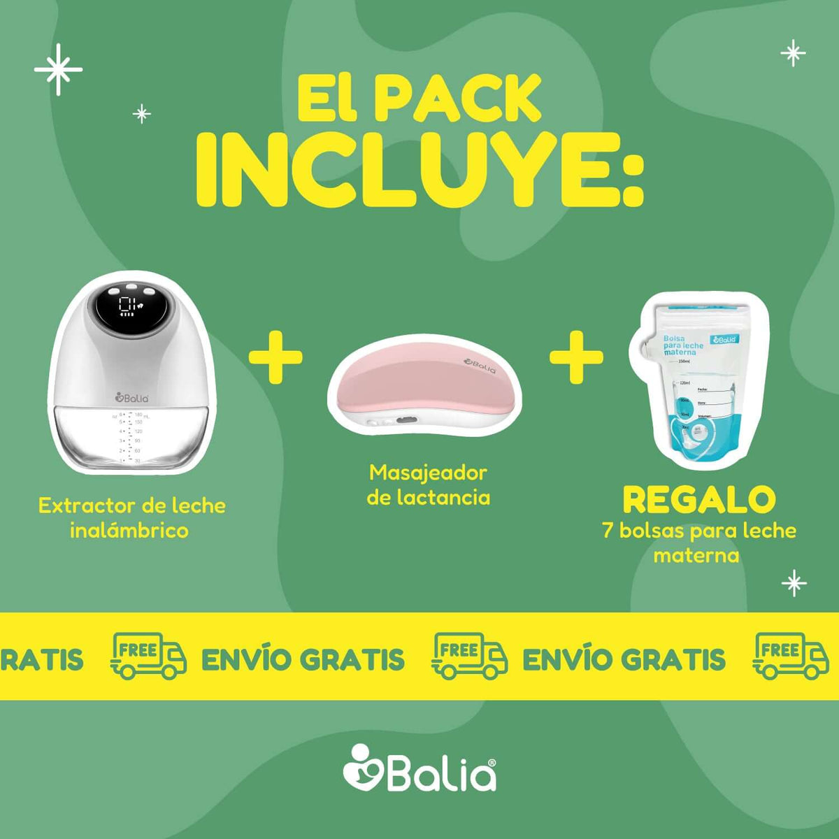 Pack lactancia en calma: Extractor de leche inalámbrico + Masajeador de lactancia + 7 Bolsitas de REGALO + Envío Gratis - Balia