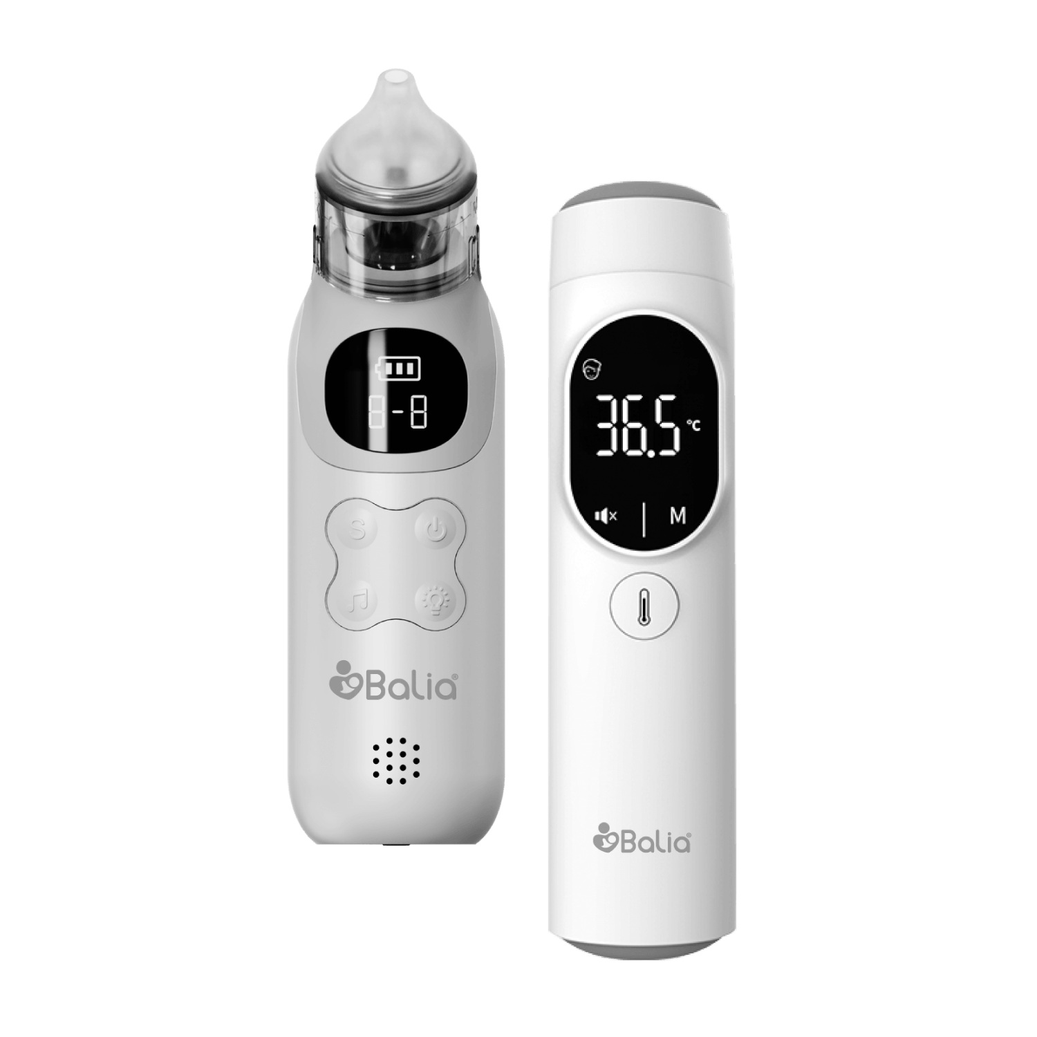 Pack Aspirador nasal + Termómetro frente y oído de Balia para la salud de tus pequeños.