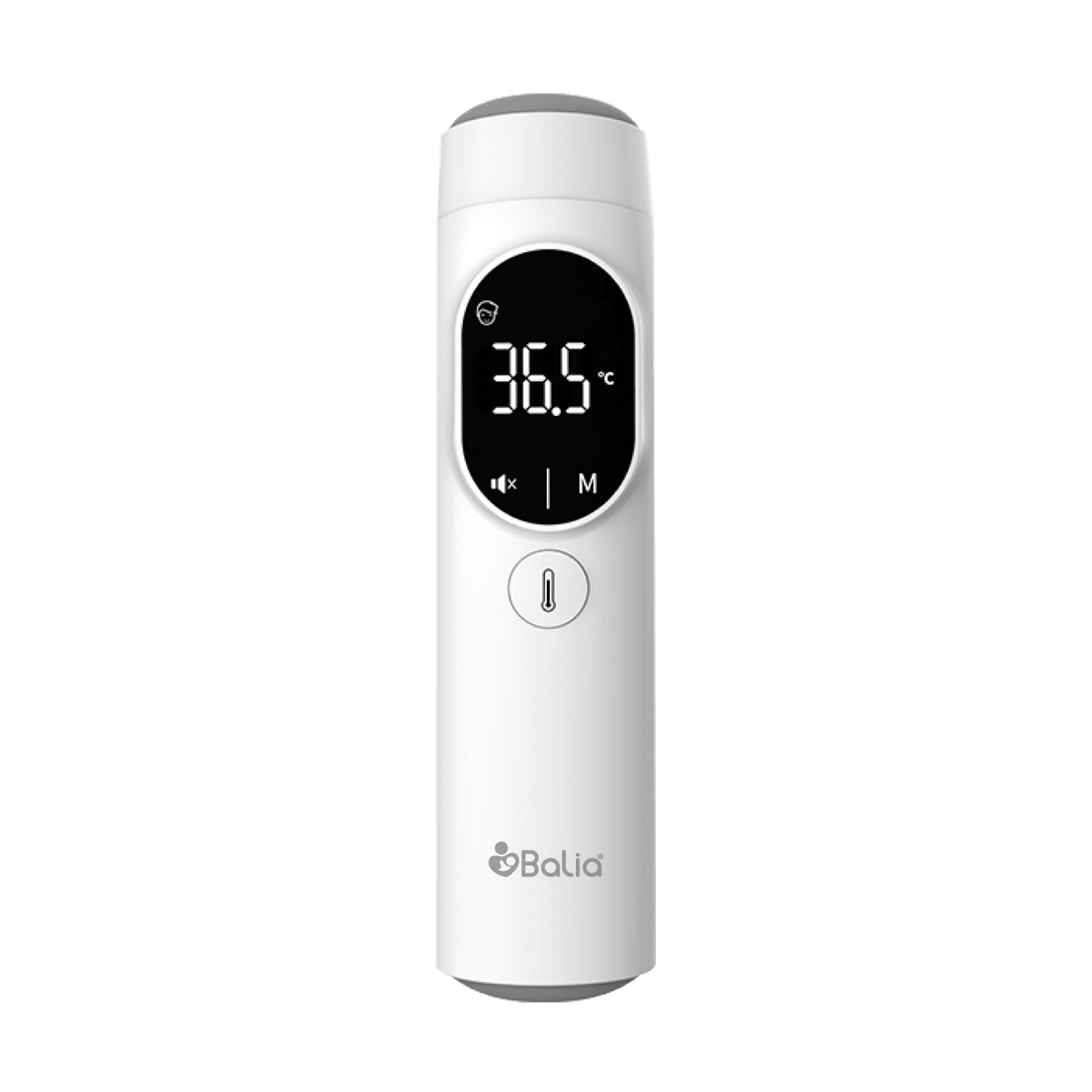 Termómetro Frente y Oído Balia con pantalla digital que muestra temperatura, fácil de usar y preciso.