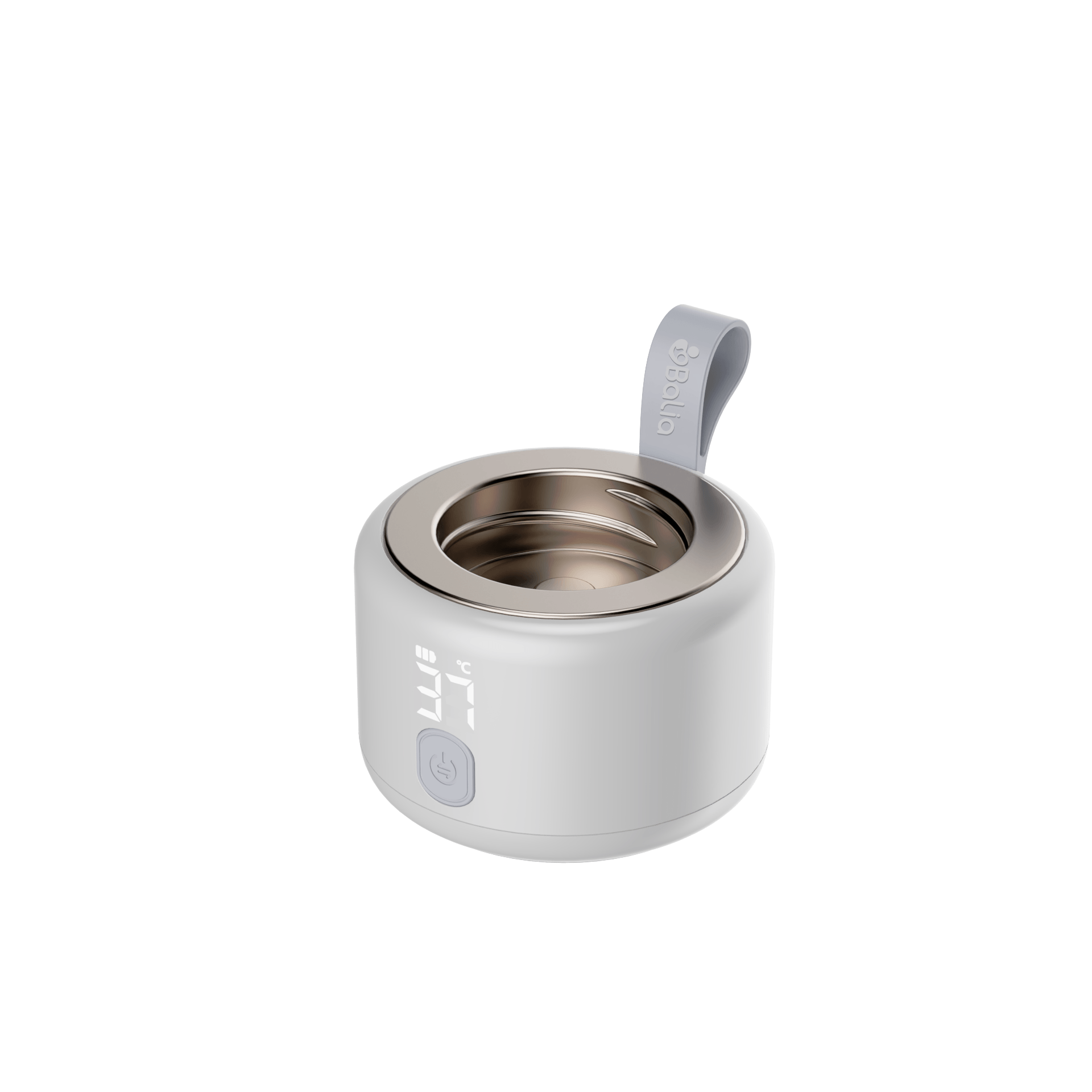 Calentador de mamaderas portátil Balia, ideal para viajes y compatible con diversas marcas de mamaderas.