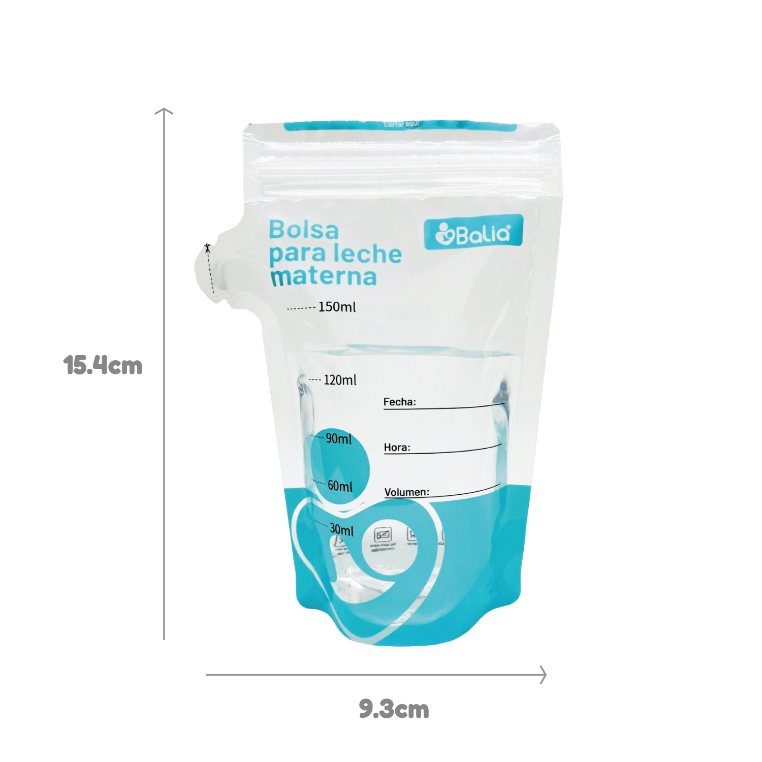 Bolsa para leche materna 25un de Balia, ideal para almacenar leche de forma segura e higiénica.