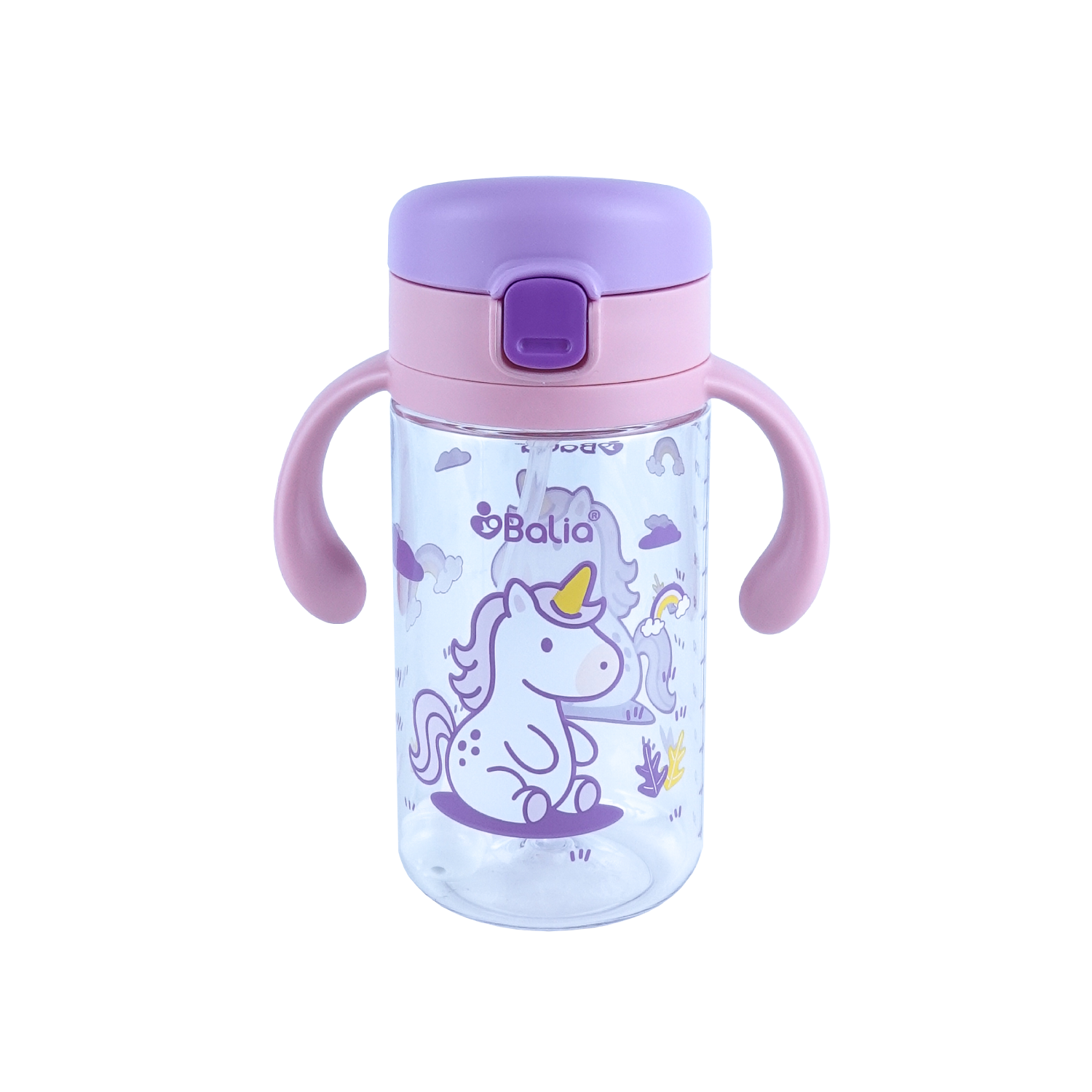 Botella antiderrame con bombilla Unicornio