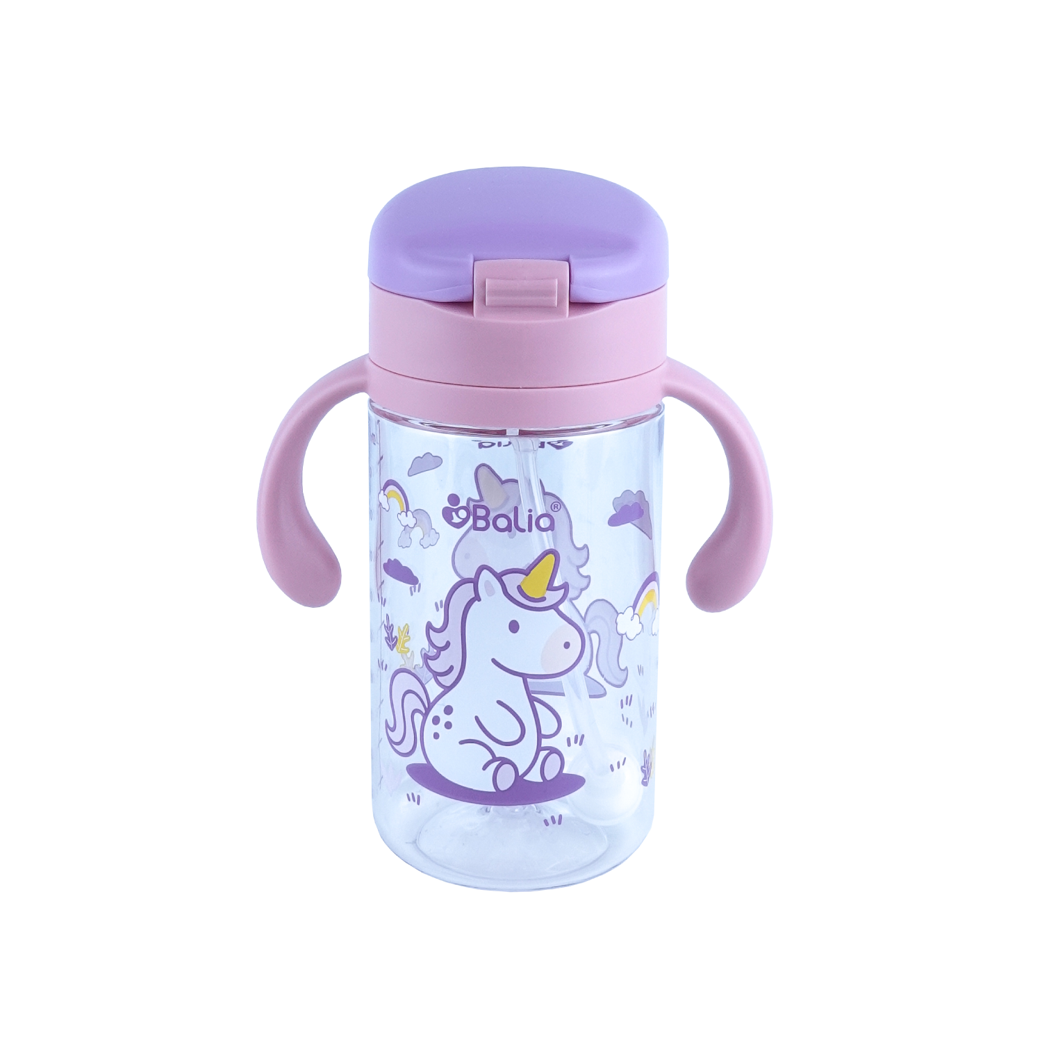 Botella antiderrame con bombilla Unicornio