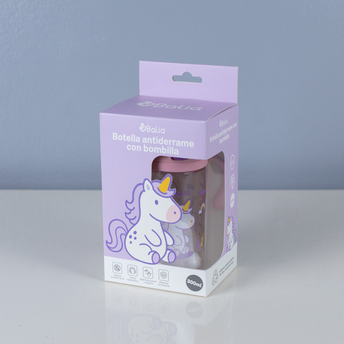 Botella de Tritan™ 5001 antiderrame con bombilla Unicornio