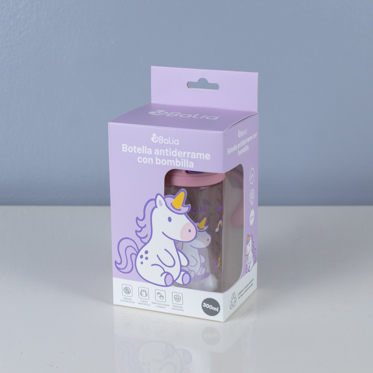 Botella de Tritan™ 5001 antiderrame con bombilla Unicornio
