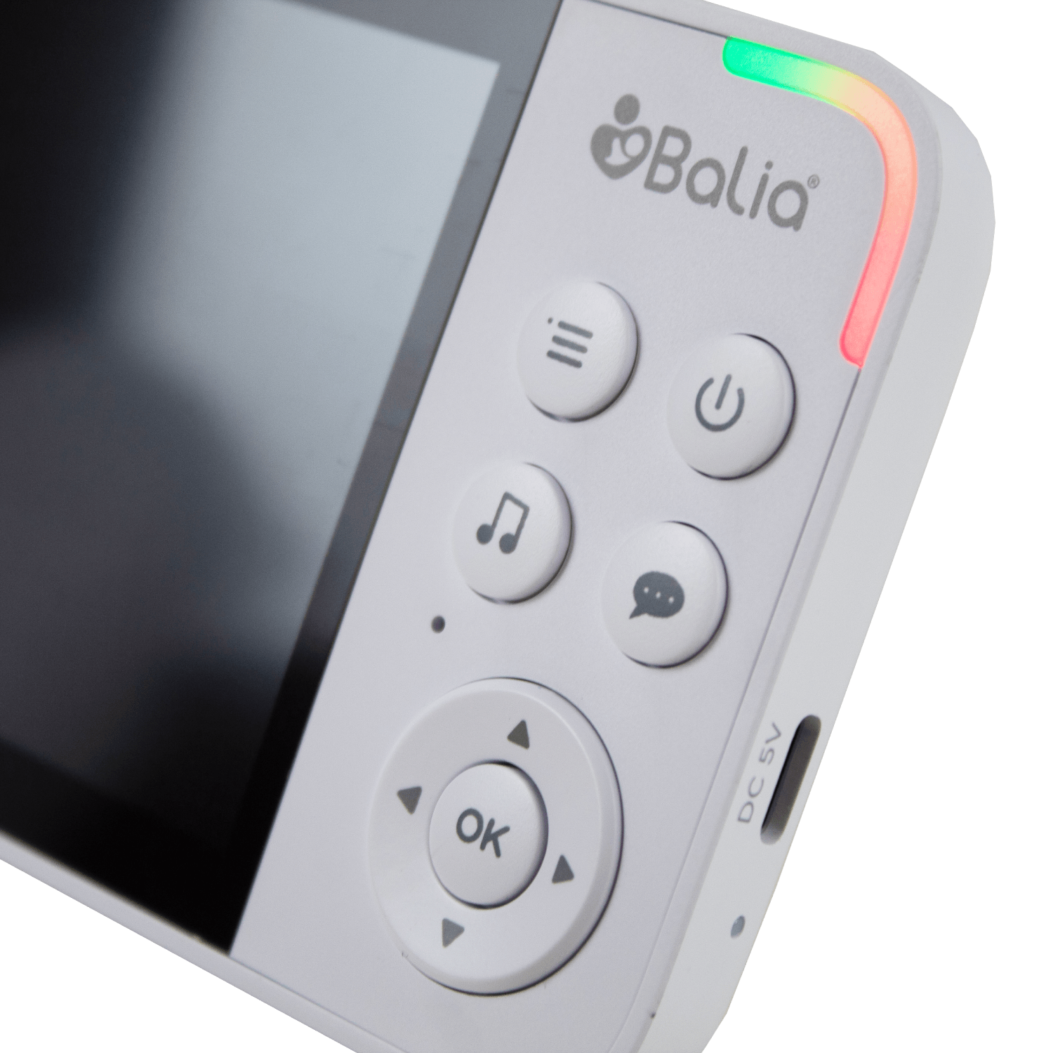 Monitor de bebé con cámara Balia, botón de control y pantalla para supervisar a tu bebé.