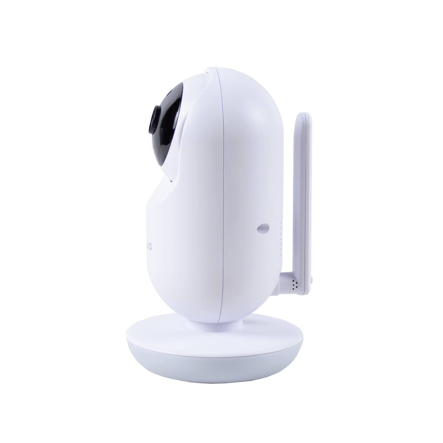 Monitor de bebé con cámara Balia en color blanco, diseño moderno con antena para fácil conexión y visión nocturna.