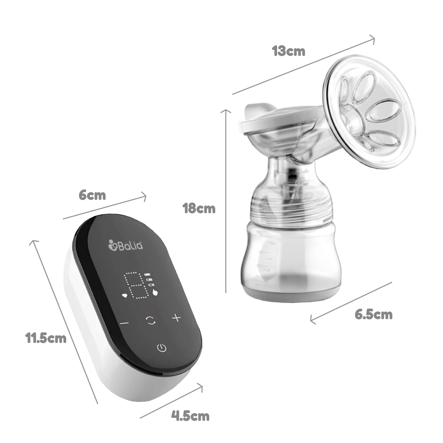 Extractor de leche doble Balia con diseño ergonómico y cómodo para facilitar la lactancia.