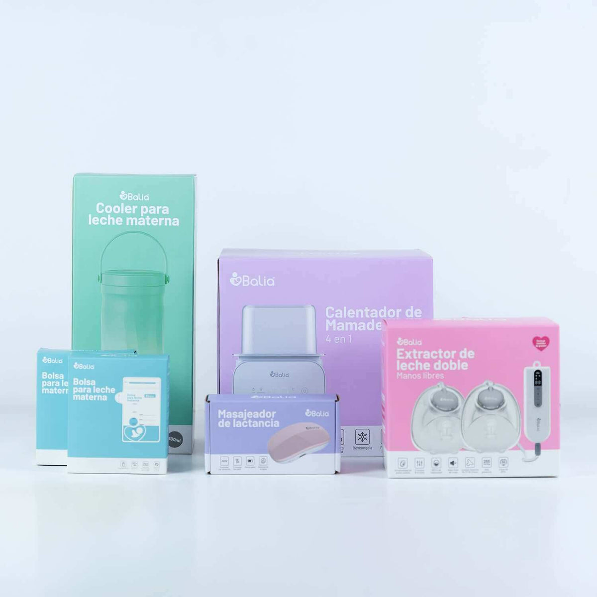 Kit Lactancia Diferida de Balia, incluyendo extractor, calentador y accesorios para lactancia.